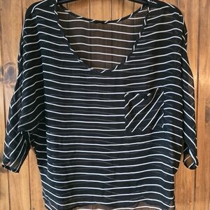 Black and White Striped Women's Top